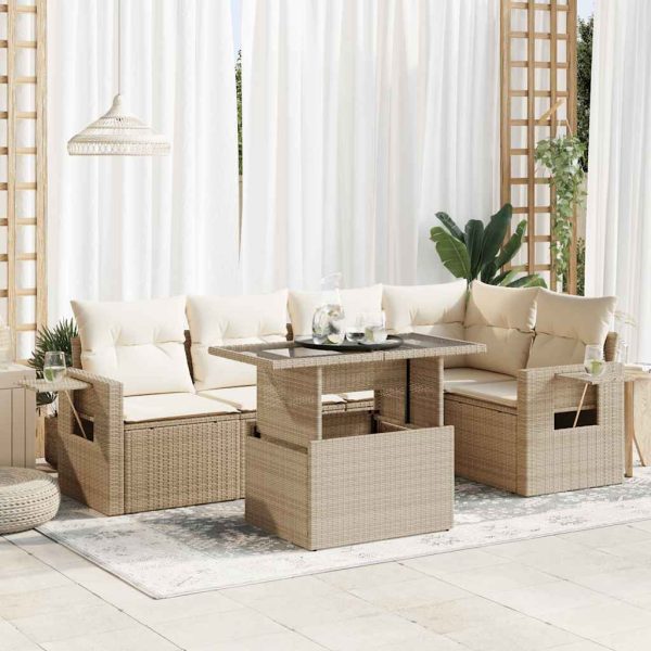 6-Delige Loungeset Met Kussens Poly Rattan - Afbeelding 15