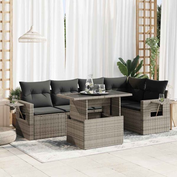 6-Delige Loungeset Met Kussens Poly Rattan - Afbeelding 13