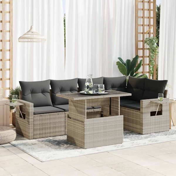 6-Delige Loungeset Met Kussens Poly Rattan - Afbeelding 14