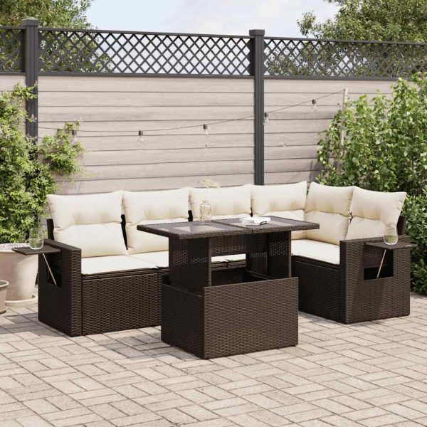 6-Delige Loungeset Met Kussens Poly Rattan - Afbeelding 16