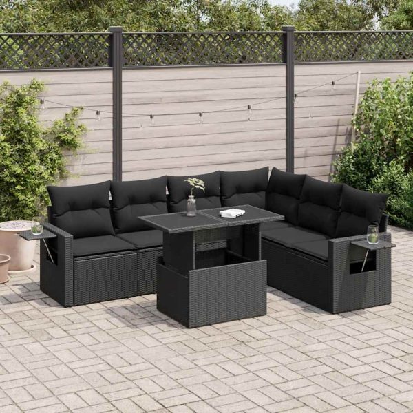 7-Delige Loungeset Met Kussens Poly Rattan