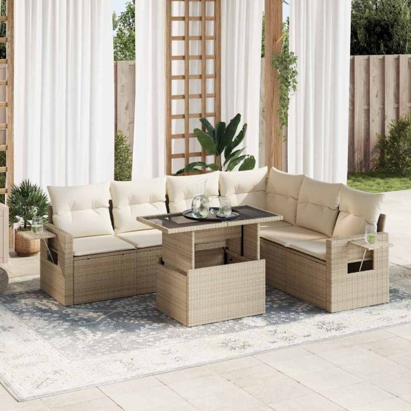 7-Delige Loungeset Met Kussens Poly Rattan - Afbeelding 18