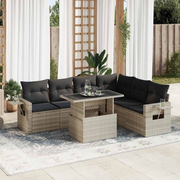 7-Delige Loungeset Met Kussens Poly Rattan - Afbeelding 14