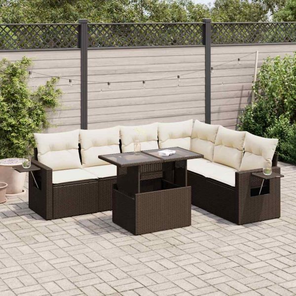 7-Delige Loungeset Met Kussens Poly Rattan - Afbeelding 15