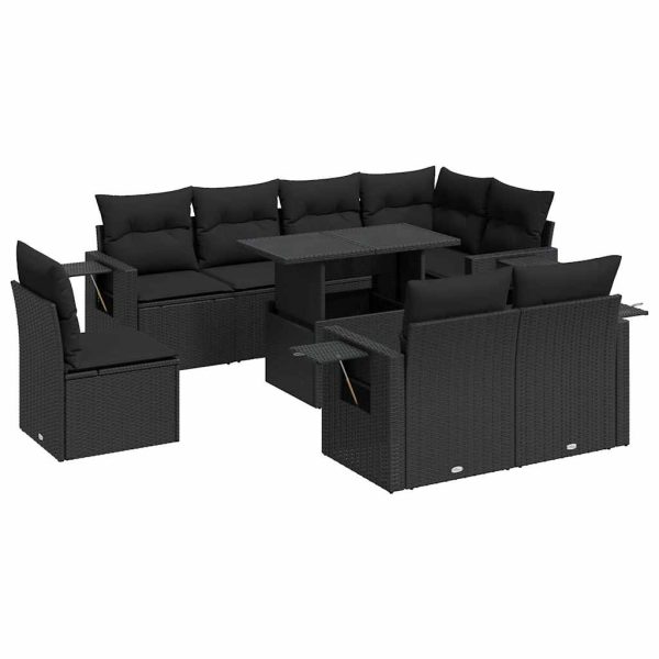 9-Delige Loungeset Met Kussens Poly Rattan - Afbeelding 2