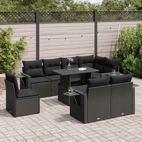 9-Delige Loungeset Met Kussens Poly Rattan