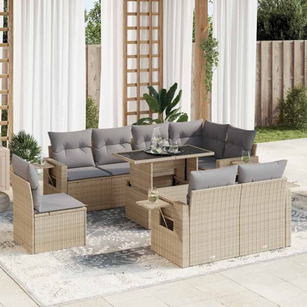 9-Delige Loungeset Met Kussens Poly Rattan - Afbeelding 14