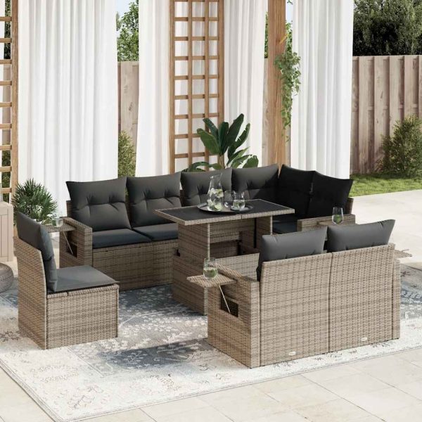 9-Delige Loungeset Met Kussens Poly Rattan - Afbeelding 17