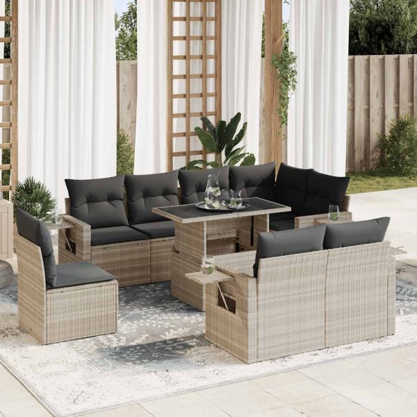 9-Delige Loungeset Met Kussens Poly Rattan - Afbeelding 16