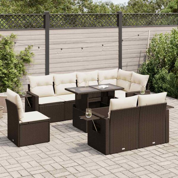 9-Delige Loungeset Met Kussens Poly Rattan - Afbeelding 13