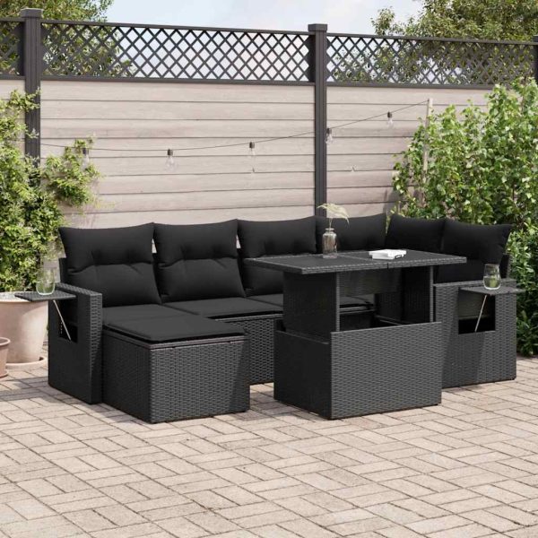 7-Delige Loungeset Met Kussens Poly Rattan