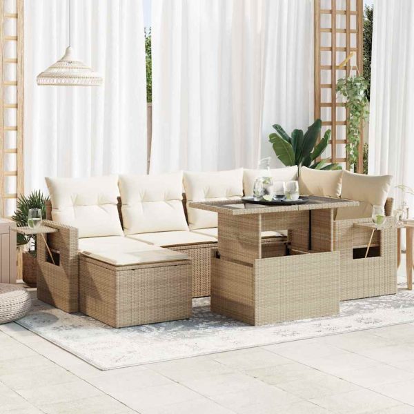 7-Delige Loungeset Met Kussens Poly Rattan - Afbeelding 13