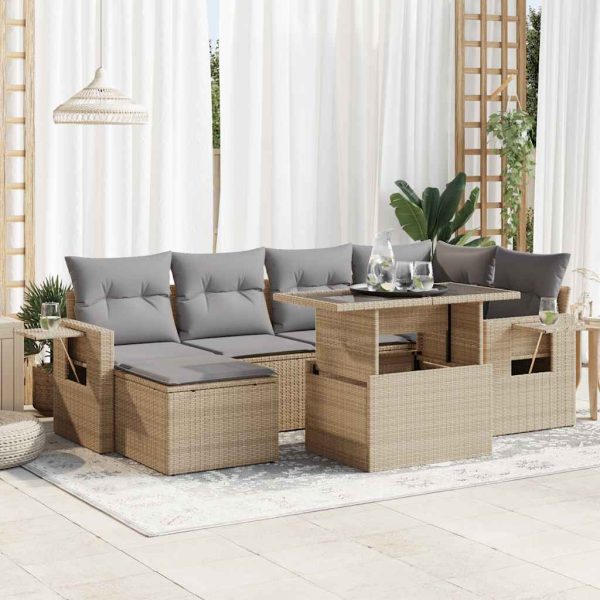 7-Delige Loungeset Met Kussens Poly Rattan - Afbeelding 18