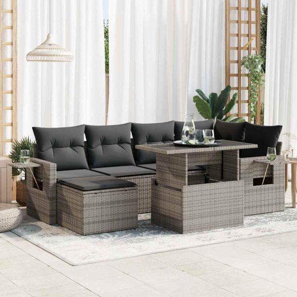 7-Delige Loungeset Met Kussens Poly Rattan - Afbeelding 15