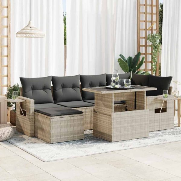 7-Delige Loungeset Met Kussens Poly Rattan - Afbeelding 14