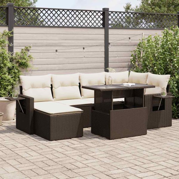 7-Delige Loungeset Met Kussens Poly Rattan - Afbeelding 17