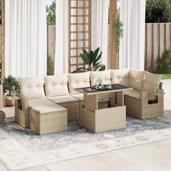 8-Delige Loungeset Met Kussens Poly Rattan - Afbeelding 18