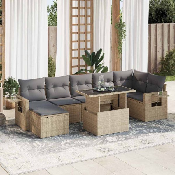 8-Delige Loungeset Met Kussens Poly Rattan - Afbeelding 13