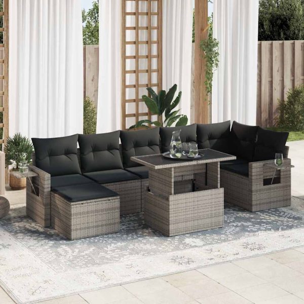 8-Delige Loungeset Met Kussens Poly Rattan - Afbeelding 17