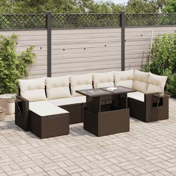 8-Delige Loungeset Met Kussens Poly Rattan - Afbeelding 14