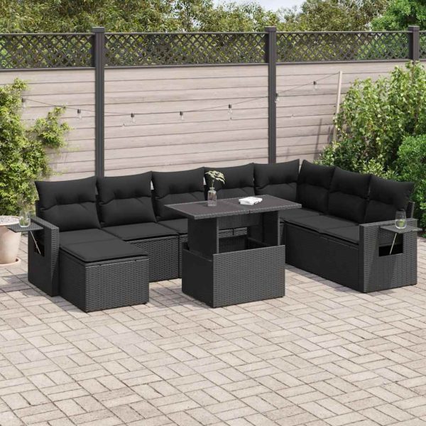 9-Delige Loungeset Met Kussens Poly Rattan