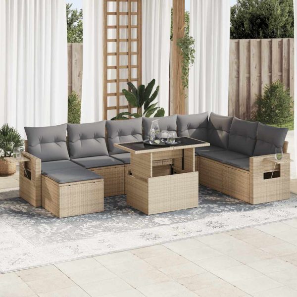 9-Delige Loungeset Met Kussens Poly Rattan - Afbeelding 17