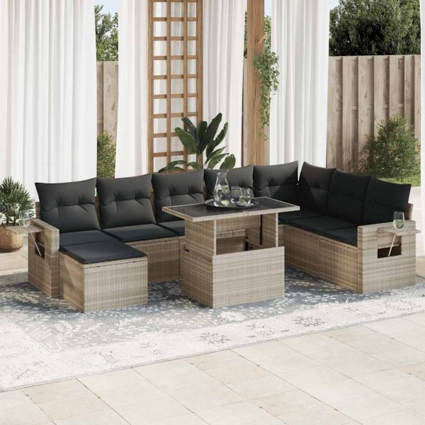 9-Delige Loungeset Met Kussens Poly Rattan - Afbeelding 13