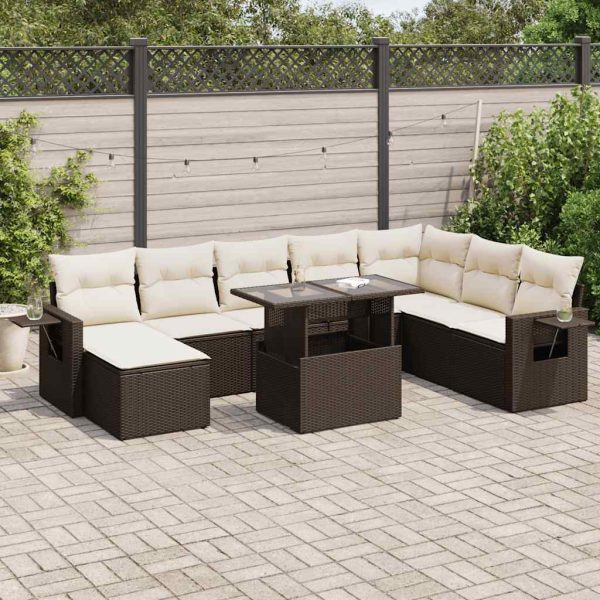 9-Delige Loungeset Met Kussens Poly Rattan - Afbeelding 16