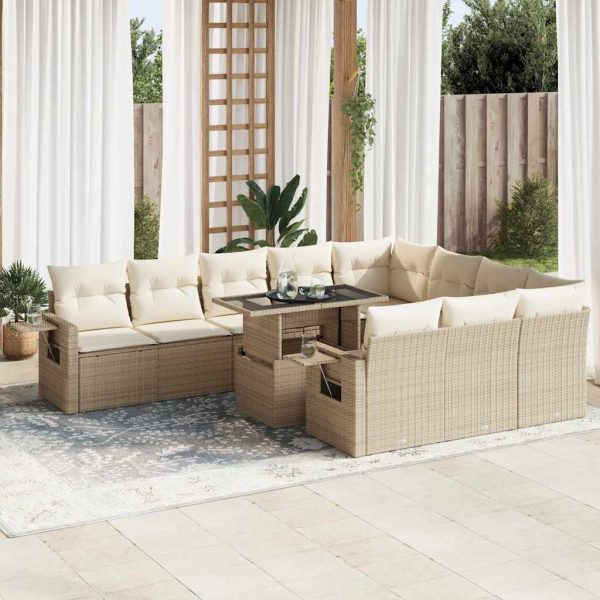 1 Loungeset Met Kussens Poly Rattan - Afbeelding 17