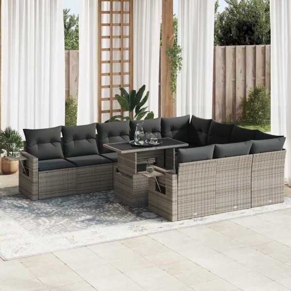 1 Loungeset Met Kussens Poly Rattan - Afbeelding 14