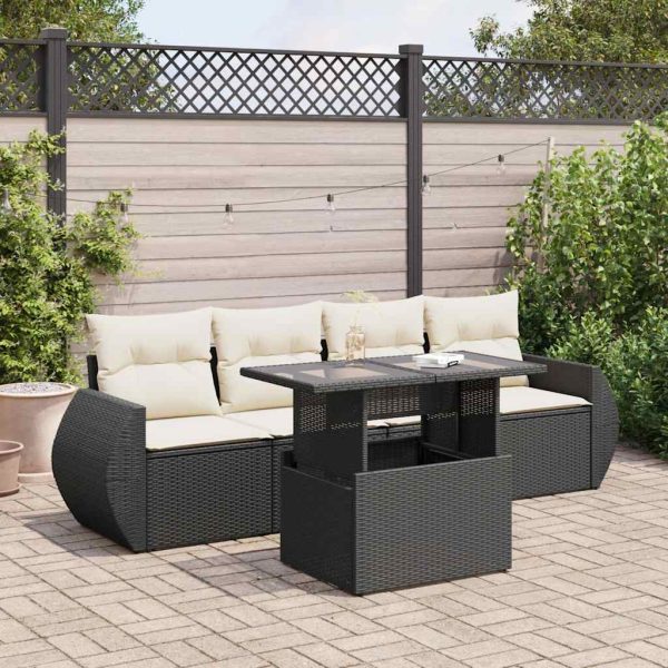 5-Delige Loungeset Met Kussens Poly Rattan - Afbeelding 15