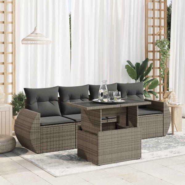 5-Delige Loungeset Met Kussens Poly Rattan - Afbeelding 17