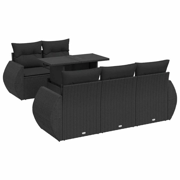 6-Delige Loungeset Met Kussens Poly Rattan - Afbeelding 2