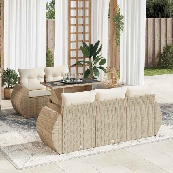 6-Delige Loungeset Met Kussens Poly Rattan - Afbeelding 18