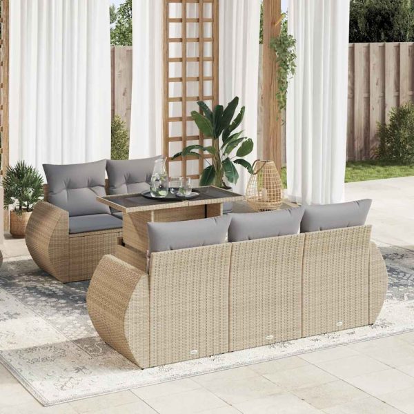 6-Delige Loungeset Met Kussens Poly Rattan - Afbeelding 17