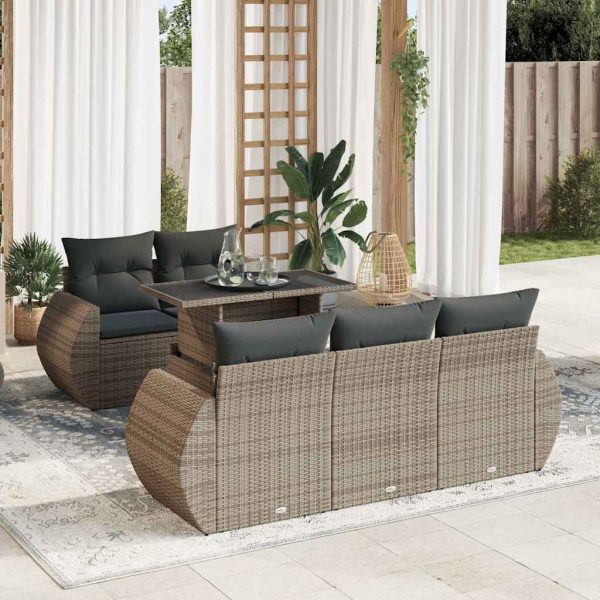 6-Delige Loungeset Met Kussens Poly Rattan - Afbeelding 13