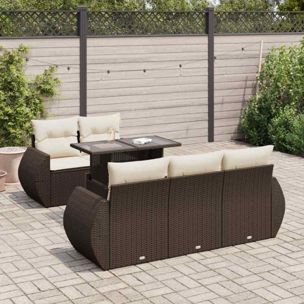 6-Delige Loungeset Met Kussens Poly Rattan - Afbeelding 16