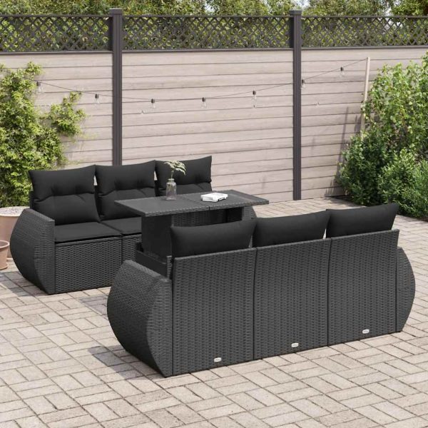 7-Delige Loungeset Met Kussens Poly Rattan