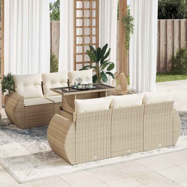 7-Delige Loungeset Met Kussens Poly Rattan - Afbeelding 18