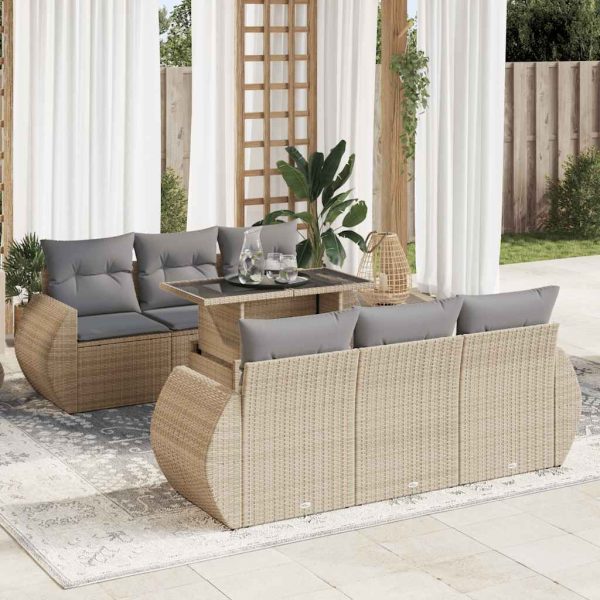 7-Delige Loungeset Met Kussens Poly Rattan - Afbeelding 16