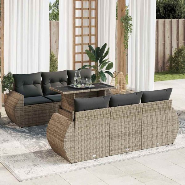 7-Delige Loungeset Met Kussens Poly Rattan - Afbeelding 15