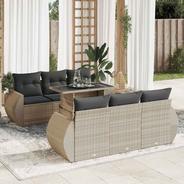 7-Delige Loungeset Met Kussens Poly Rattan - Afbeelding 14