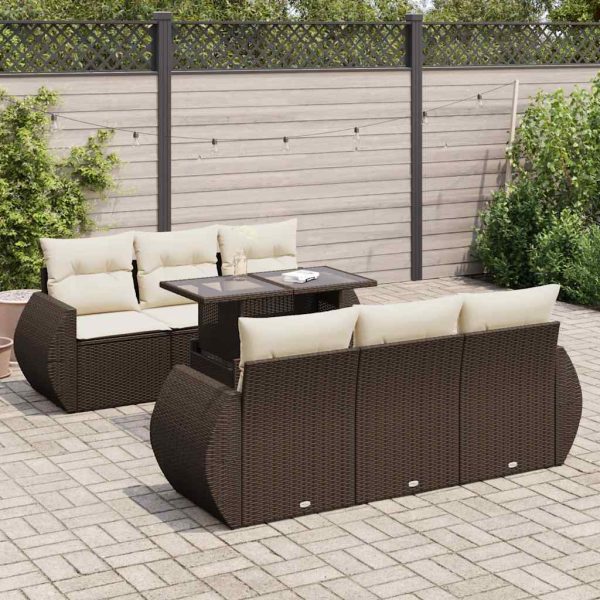 7-Delige Loungeset Met Kussens Poly Rattan - Afbeelding 13