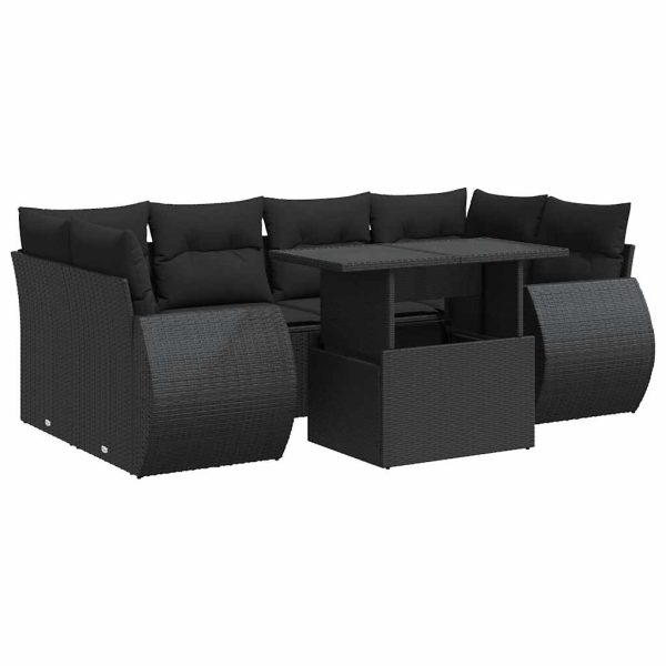 7-Delige Loungeset Met Kussens Poly Rattan - Afbeelding 2