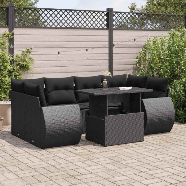 7-Delige Loungeset Met Kussens Poly Rattan