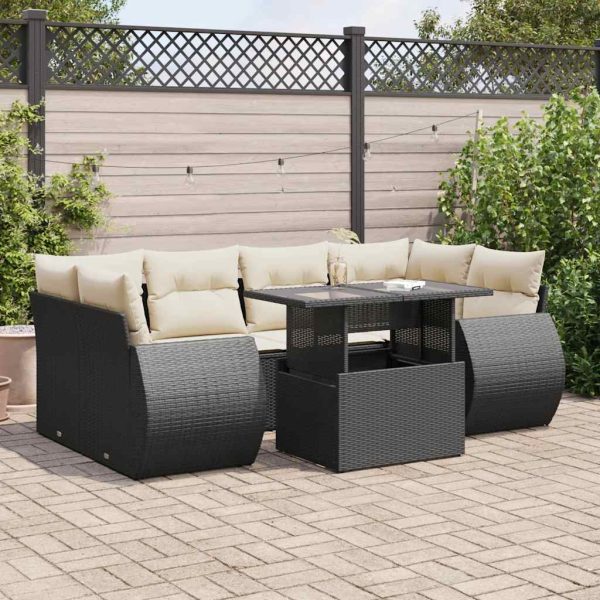 7-Delige Loungeset Met Kussens Poly Rattan - Afbeelding 17