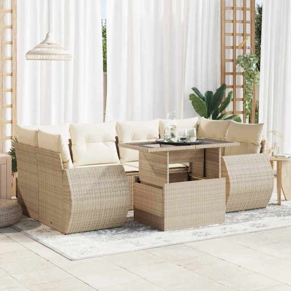 7-Delige Loungeset Met Kussens Poly Rattan - Afbeelding 14