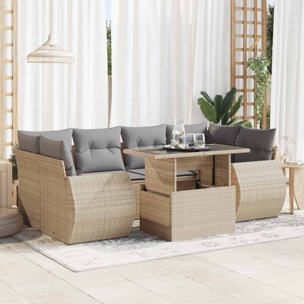 7-Delige Loungeset Met Kussens Poly Rattan - Afbeelding 13