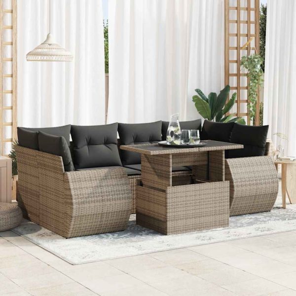 7-Delige Loungeset Met Kussens Poly Rattan - Afbeelding 15