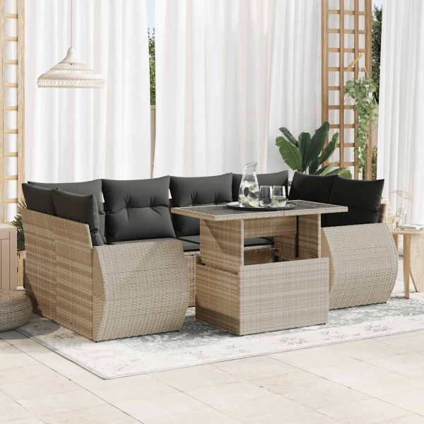 7-Delige Loungeset Met Kussens Poly Rattan - Afbeelding 16